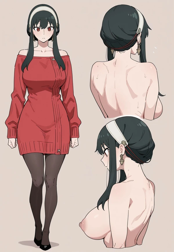人妻キャラ 全裸キャラ設定シート風（2/8）